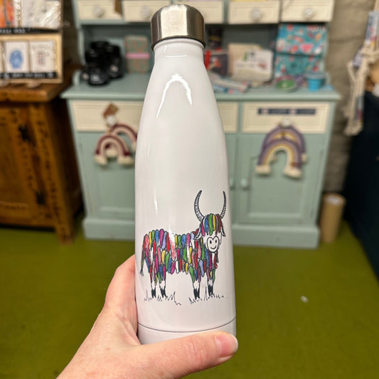 Rainbow Highland Cow Hot & Cold Water Bottle