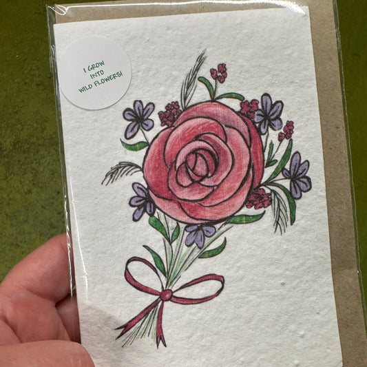 Seed Paper Greeting Card, Pink Rose