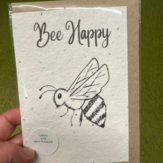 Seed Paper Greeting Card, Bee Happy