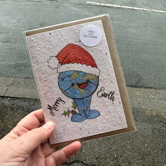 Seed Paper Christmas Card, Merry Earth