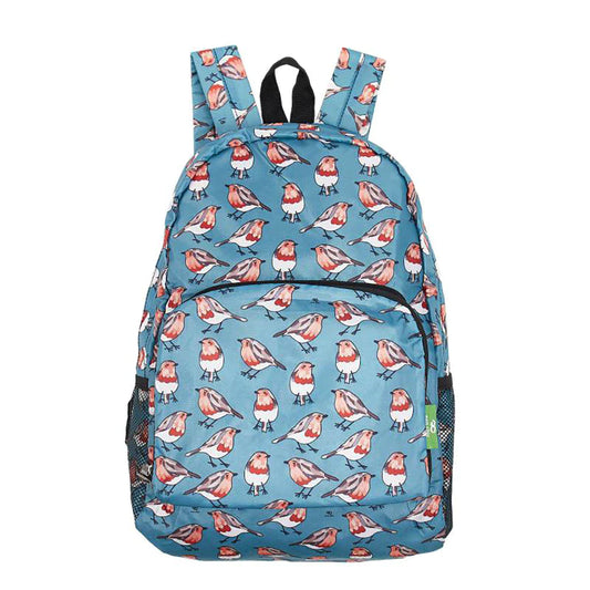 Lightweight Foldable Mini Backpack, Teal Robins
