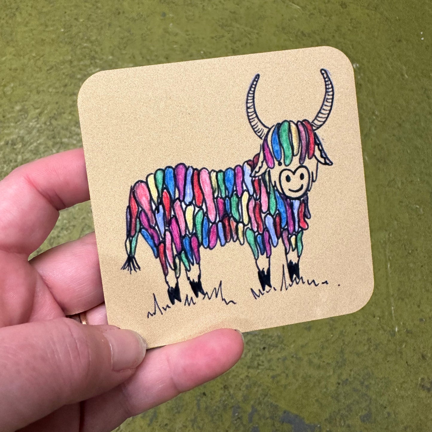 *Exclusive* Coaster, Rainbow Highland Cow