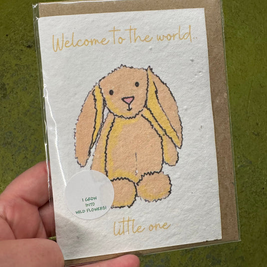 Seed Paper Greeting Card, New Baby Bunny