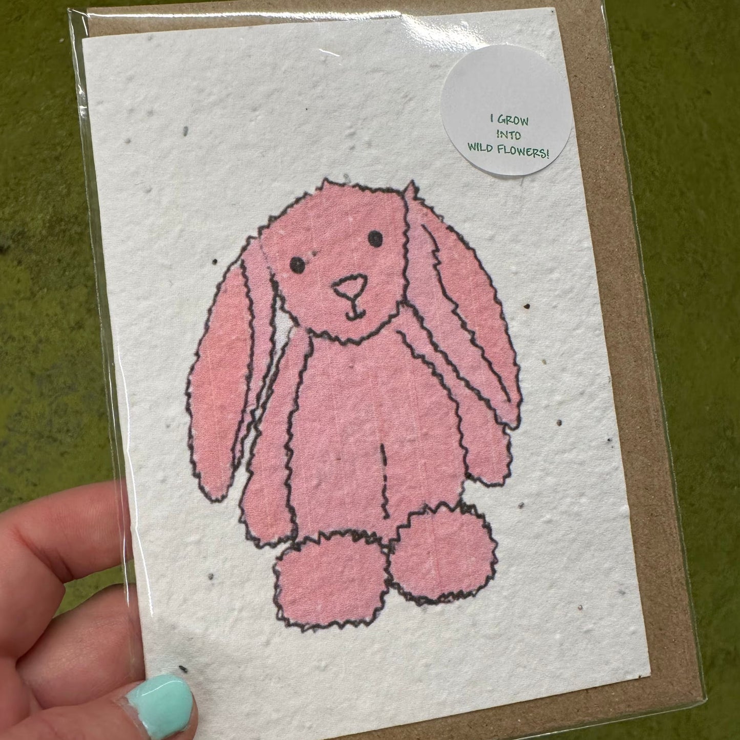 Seed Paper Greeting Card, Pink Bunny