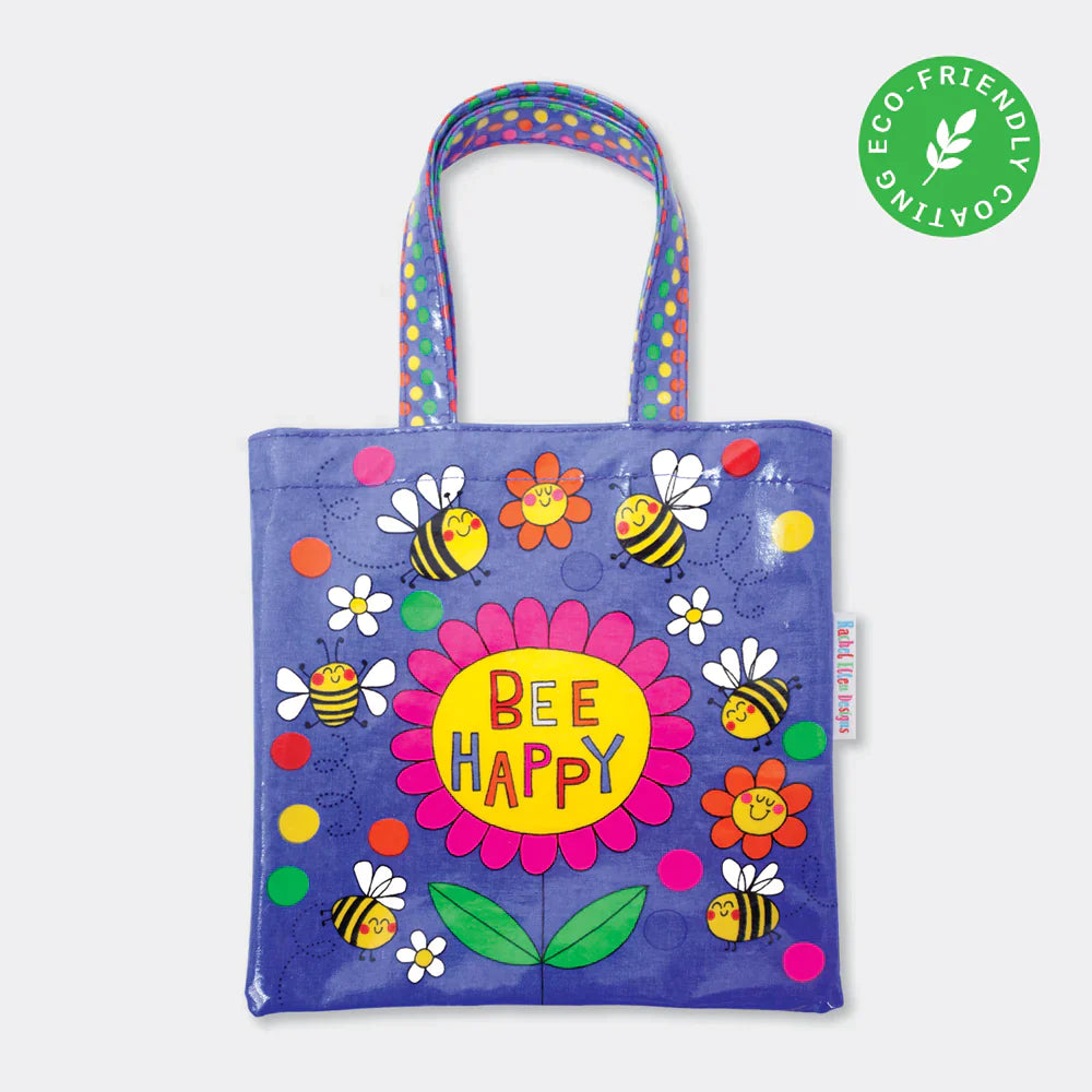 Eco Friendly Mini Tote Bag, Bee Happy