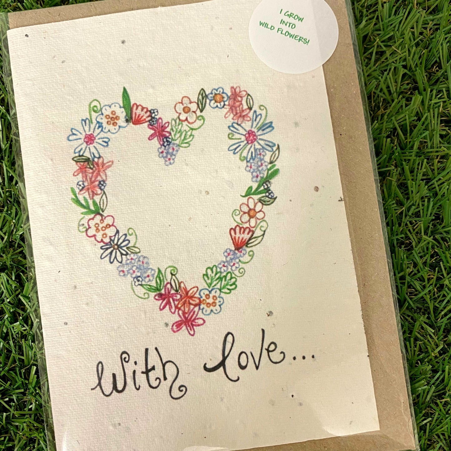 Seed Paper Greeting Card, Heart With Love