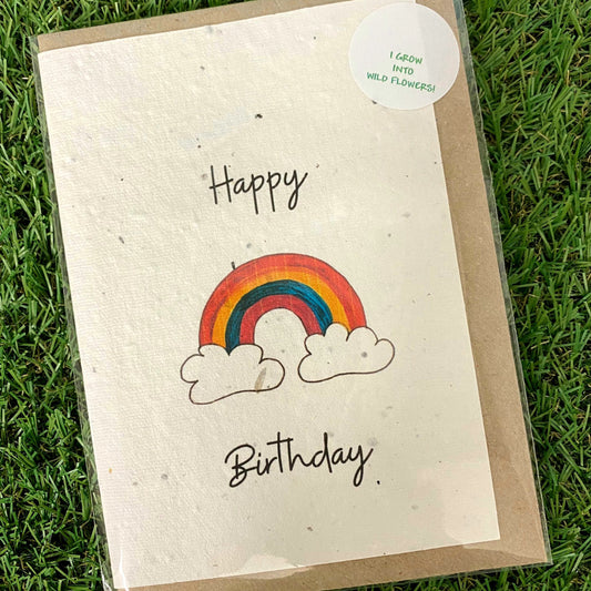 Seed Paper Greeting Card, Rainbow Birthday