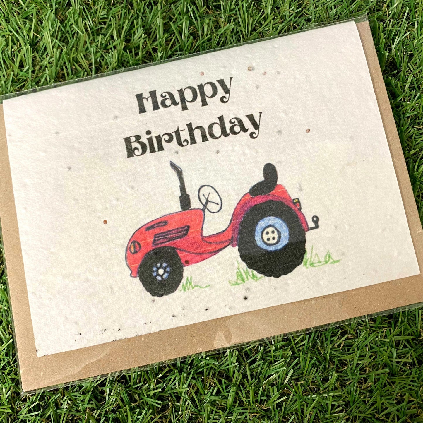 Seed Paper Greeting Card, Happy Birthday Pink Tractor
